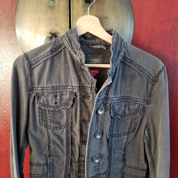 Esprit Retro Utility Charcoal Grey Denim Jean Jacket - Medium - Picture 2 of 9